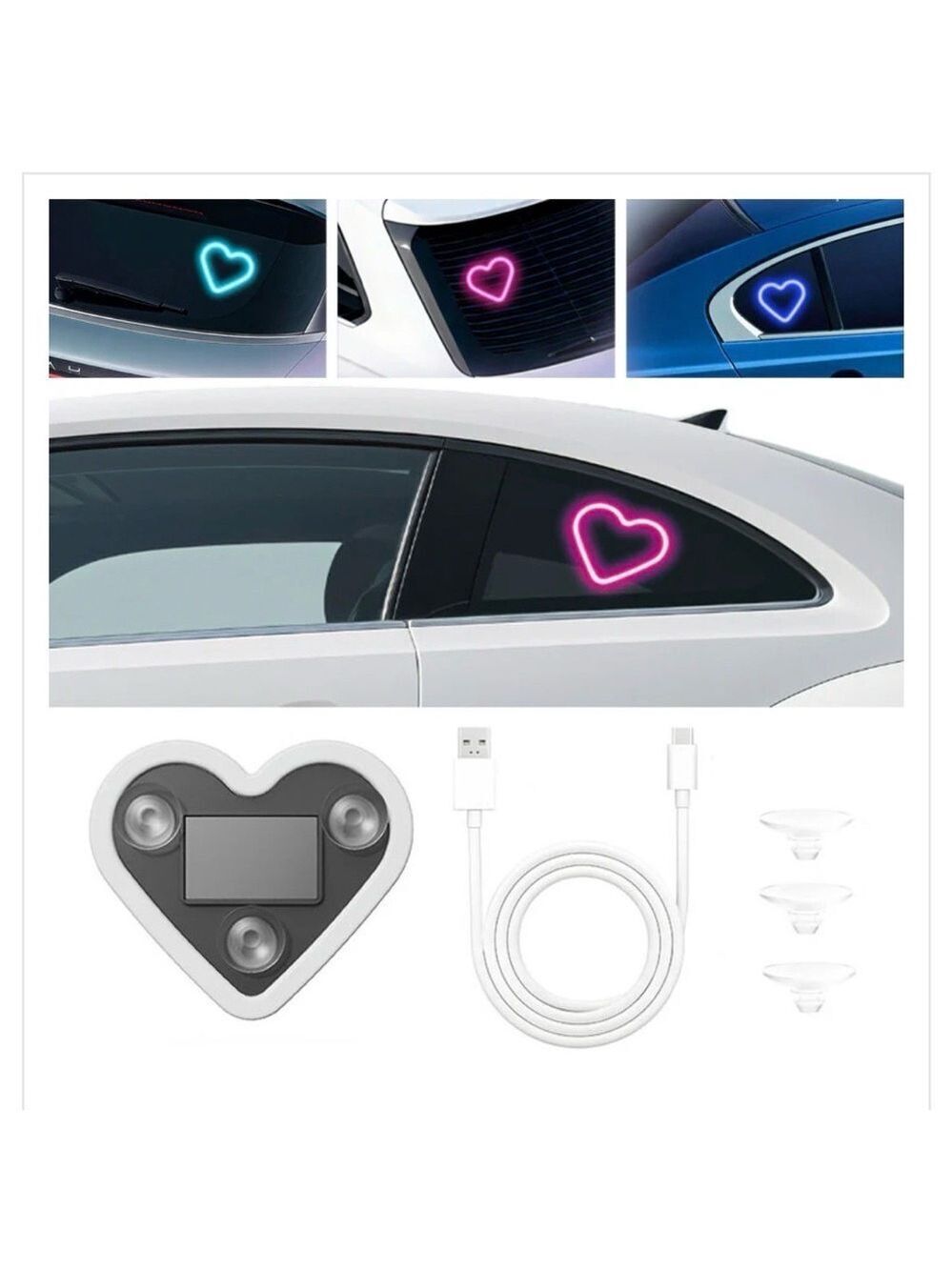 Heart-Shaped LED Car Light